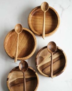 Wooden Plate Spoon Set