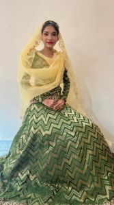 green banarasi brocade lehenga