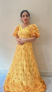 yellow color lehenga