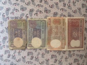 1 and 2 Rupees note