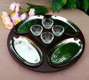 Mango Wood Round Revolving Snacks Platter