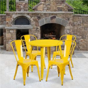 Restaurant Yellow Table Chair Set