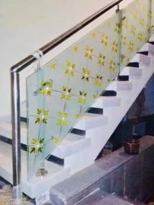 Printed Stainless Steel Glass Railing