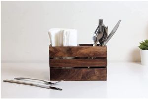 Wooden Stand For Spoon, Tissue, Pen , For Restaurant