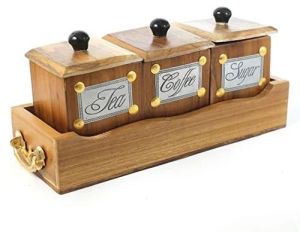 Wooden Suger Tea Coffee Box