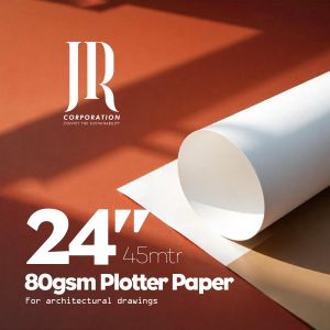 80 GSM 24'' 45mtr Super White Indian Plotter Paper Roll