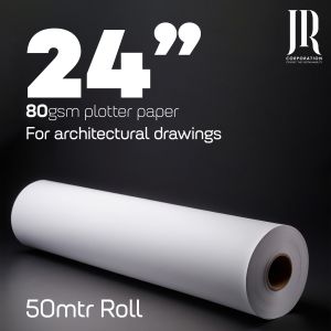 80 GSM 24'' 50 mtr Super White Indian Plotter Paper Roll