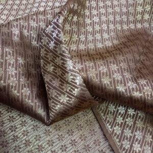 Tortilla Brown Jamawar Silk Fabric