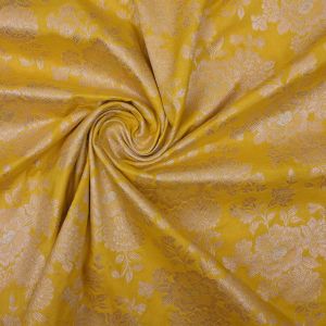 Turmeric Yellow Floral Jaal Banarasi Fabric