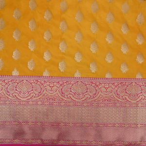 Turmeric Yellow Jamawar Silk Fabric