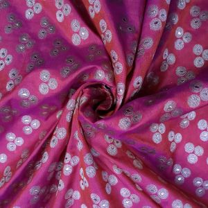 Vivid Pink Banarasi Fabric