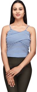 STRIPPED WRAP STYLE CROP TOP FOR WOMEN