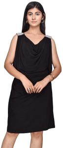 Women V-Neck Black Dress For Party