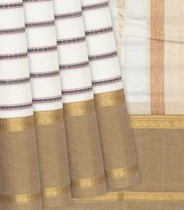 White Stripes Handloom Kanchi Ladies Cotton Saree