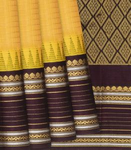 Yellow Checks Handloom Chirala Silk Cotton Ladies Saree