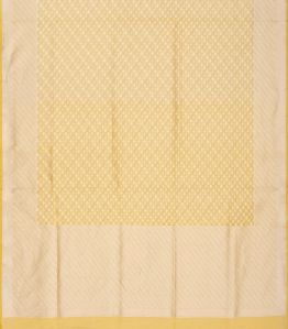 Yellow Handloom Banarasi Cotton Saree With Triangle Motifs