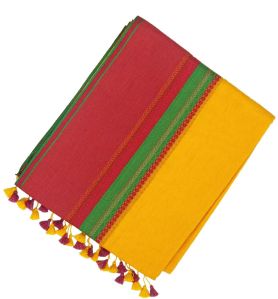 Yellow Red Border Woven Ladies Bengal Cotton Saree