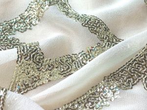 Sequin Work Embroidery on Dyeable Georgette Fabric