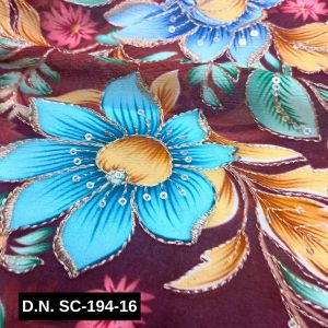 Stunning Maroon Position Print Embroidery Fabric