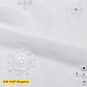 White Dupatta with Mirror Work