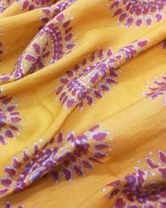 Yellow Cotton Digital Printed Fabric