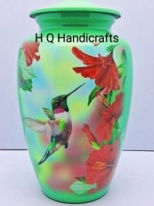 New flying Humming Bird with flowers design printed Cremation Ash Urn