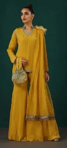 Yellow Woman Kurti Sharara Set