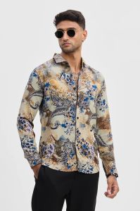 LIGHT GREEN FLORAL Mens SLIM FIT SHIRT