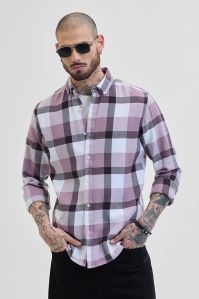 LILAC CHECKS TWILL Mens SHIRT