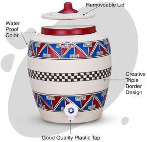 Clay Water Pot Triple Border Design 11 Liter