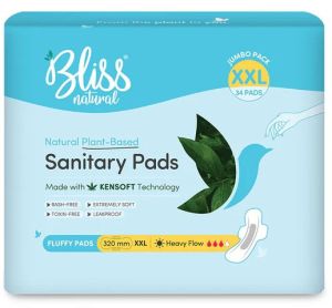 Bliss Natural Organic Sanitary Pads XXL Fluffy Pack of 34 Piece