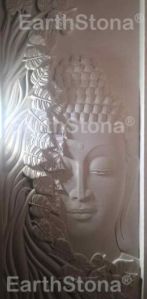 Vertical Calm Tree Leaf Lord Buddha Wall Mural
