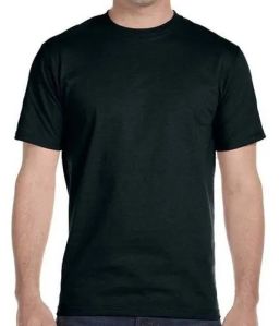 Black Polyester Round Neck T Shirts For Men by TCH