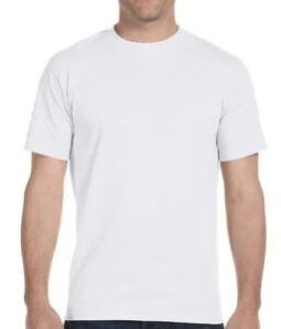 White Polyester Round Neck T-shirt For Men by TCH