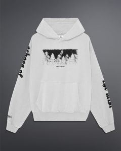 Mens Cannac White Printed Oversized Hoodie