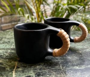 Tea Cups (Set of Two) Longpi Black Pottery