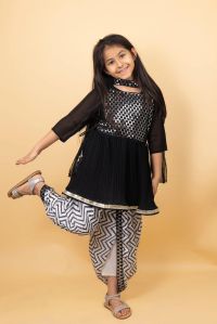 Royal Black Dhoti Set For Girls