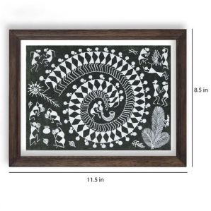 warli painting-Ancient folk dance painting (pine green)