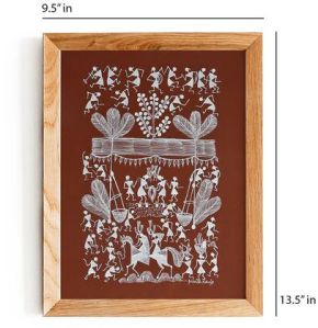 warli painting-culture of tribal festival (brown)