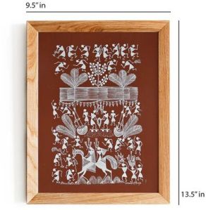 warli painting-tribals celebrating festival (brown)