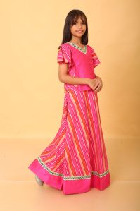 Girls Cotton Silk Crop Top with Lehenga