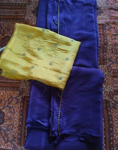 Crepe Silk Saree with Contrast Blouse