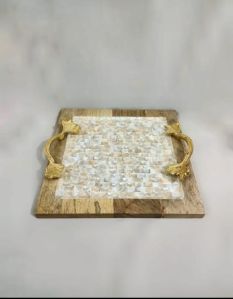 Wooden meena square tray