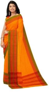 Ksr Handlooms Plain Orange Cotton Saree