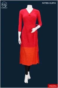 Ksr Handlooms Plain Red Cotton Kurti