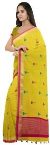 Ksr Handlooms Yellow Muga Work Cotton Saree