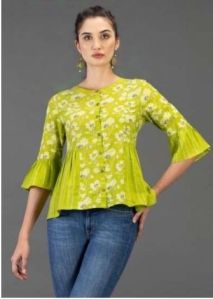 Ladies Light Green Printed Top