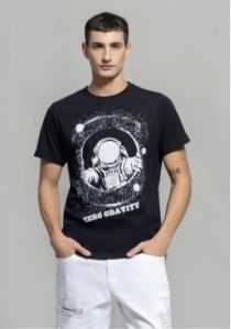 Men Cotton Round Neck Printed T Shirt