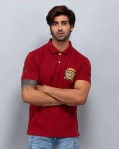 Men Regular Half Sleeve Plain Red T-Shirt