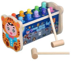 wooden tiger hammer peg pounding bench